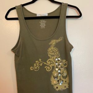 Olive green ribbed tank top